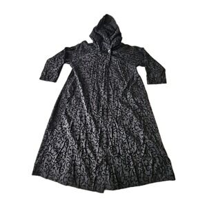 Vtg 'Bag It' Black Hooded Goth Emo Renaissance Paisley Artsy Swing Tent Coat 1X